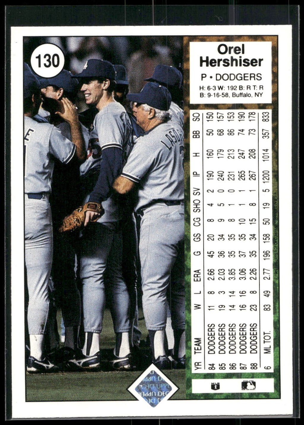1989 Upper Deck #130 Orel Hershiser