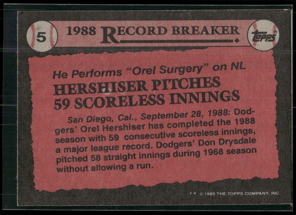 1989 Topps #5 Orel Hershiser