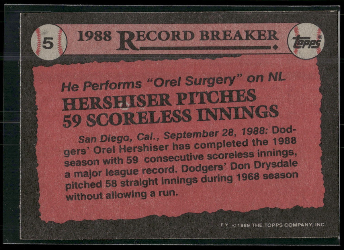 1989 Topps #5 Orel Hershiser
