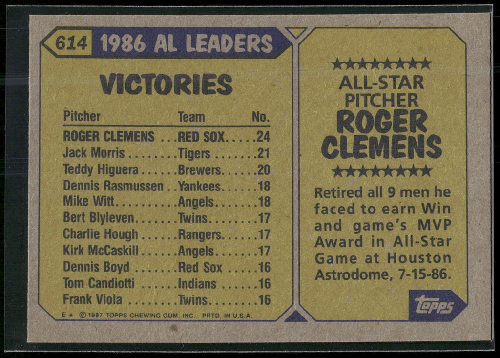 1987 Topps #614 Roger Clemens