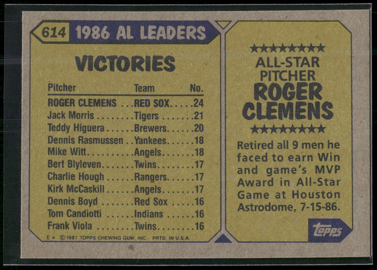 1987 Topps #614 Roger Clemens