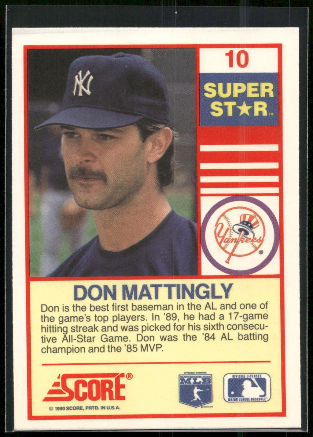 1990 Score 100 Superstars #10 Don Mattingly