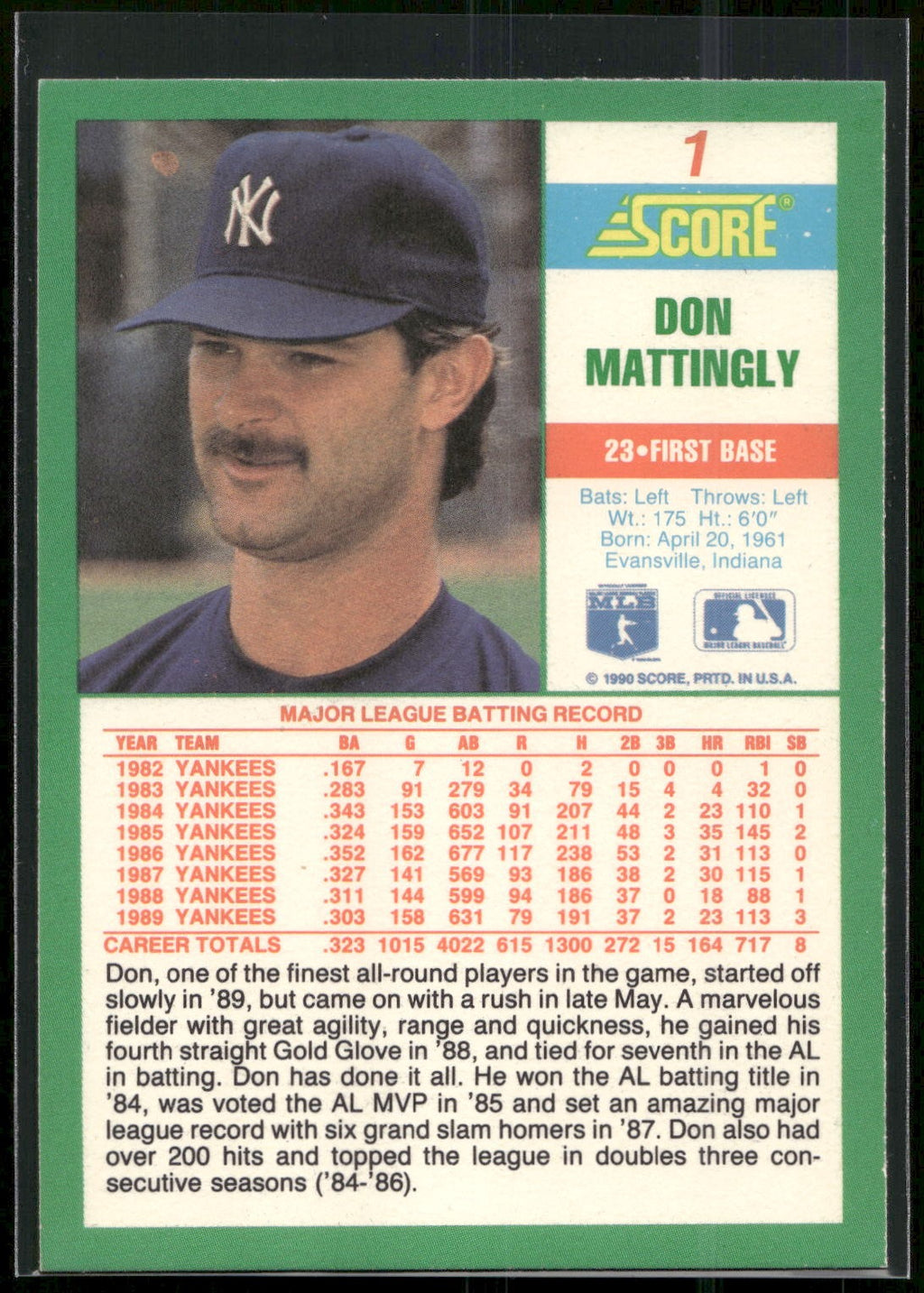 1990 Score #1 Don Mattingly