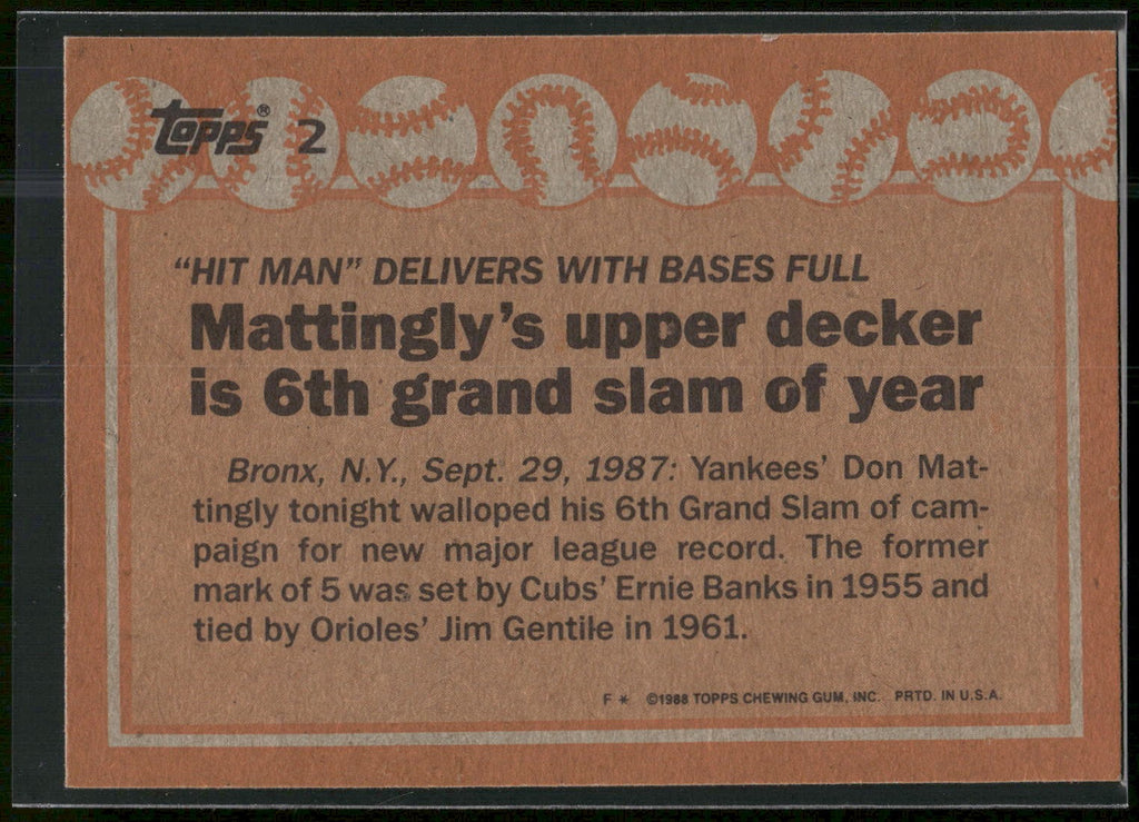 1988 Topps #2 Don Mattingly