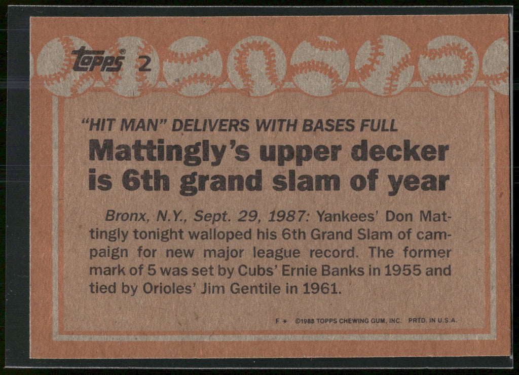 1988 Topps #2 Don Mattingly