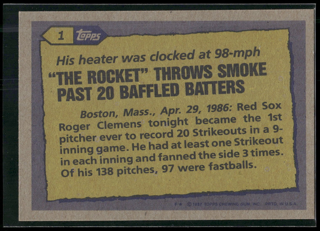 1987 Topps #1 Roger Clemens