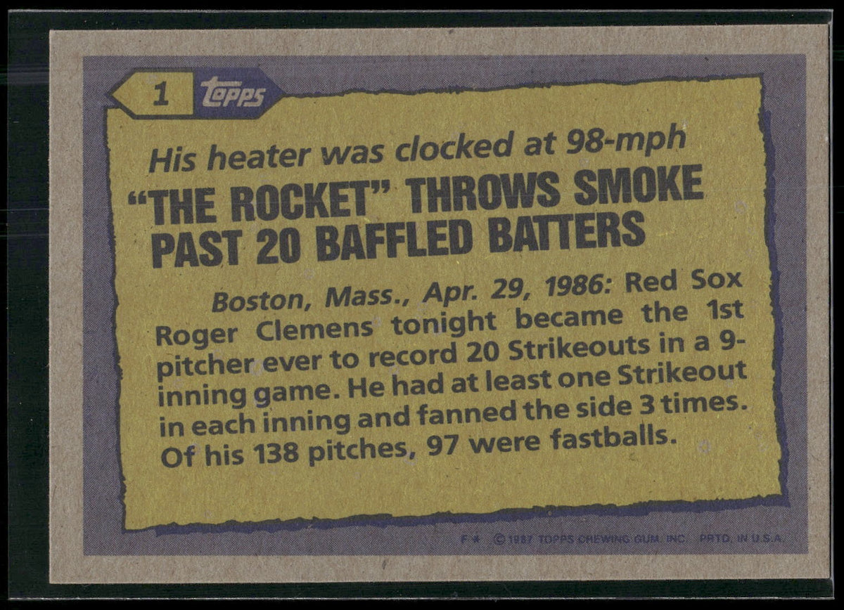 1987 Topps #1 Roger Clemens