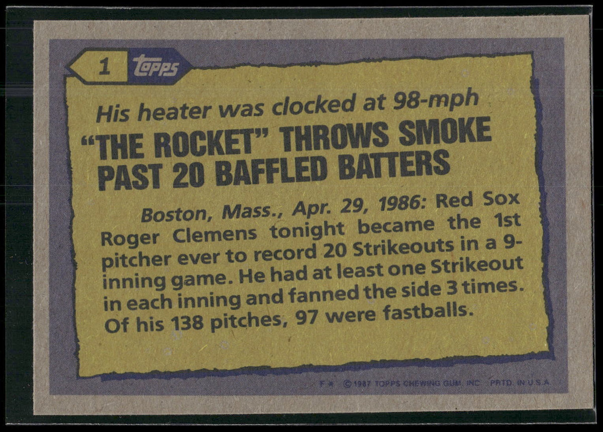 1987 Topps #1 Roger Clemens
