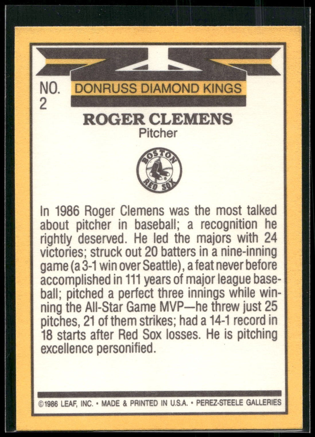 1987 Leaf #2 Roger Clemens