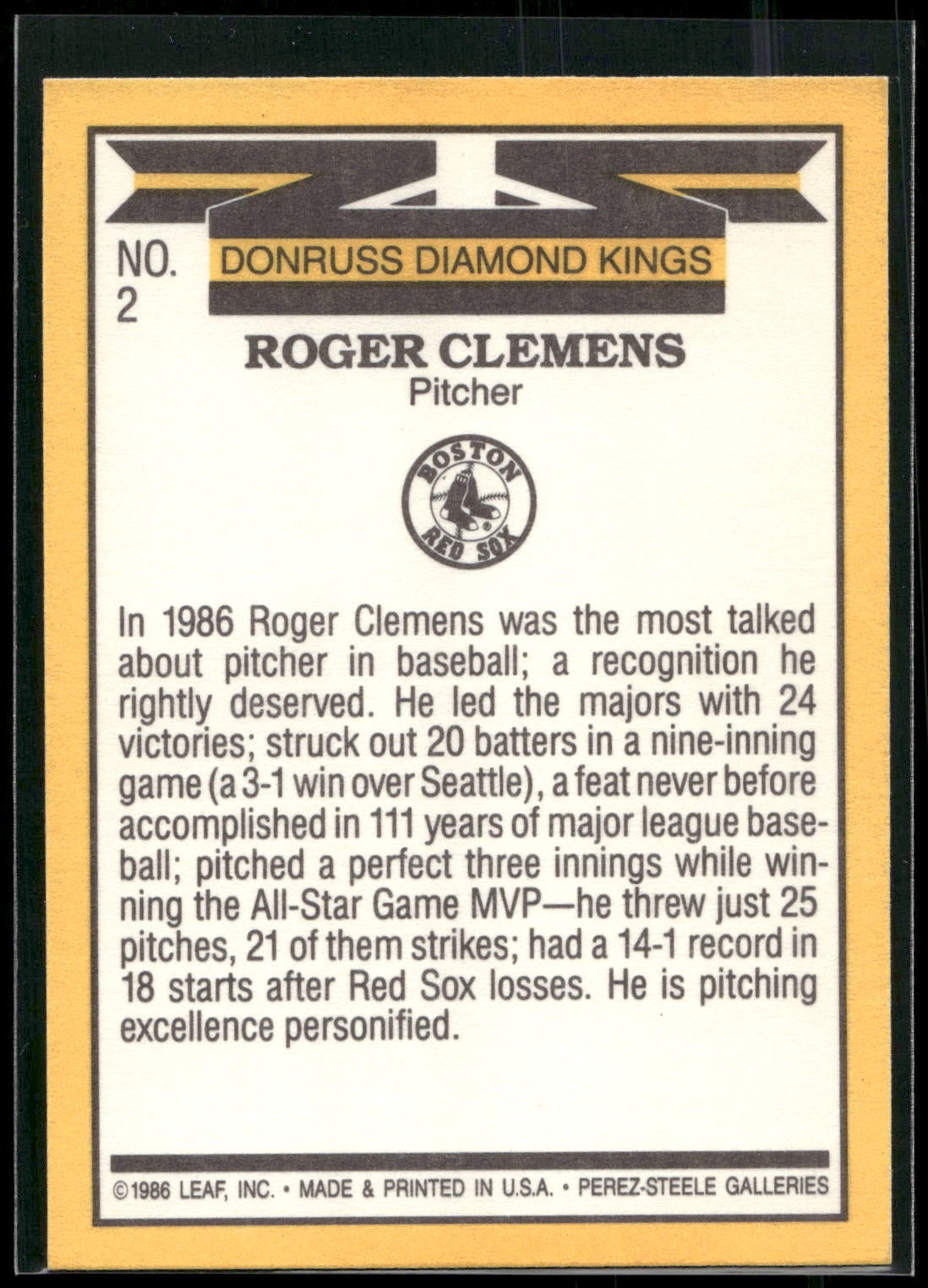 1987 Leaf #2 Roger Clemens