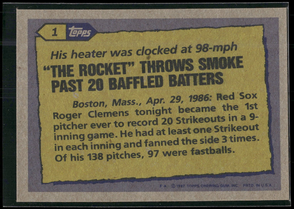 1987 Topps #1 Roger Clemens