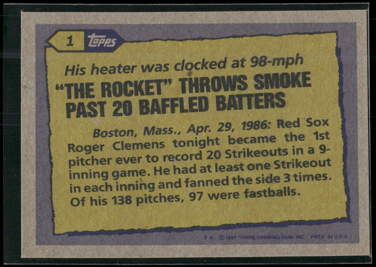 1987 Topps #1 Roger Clemens