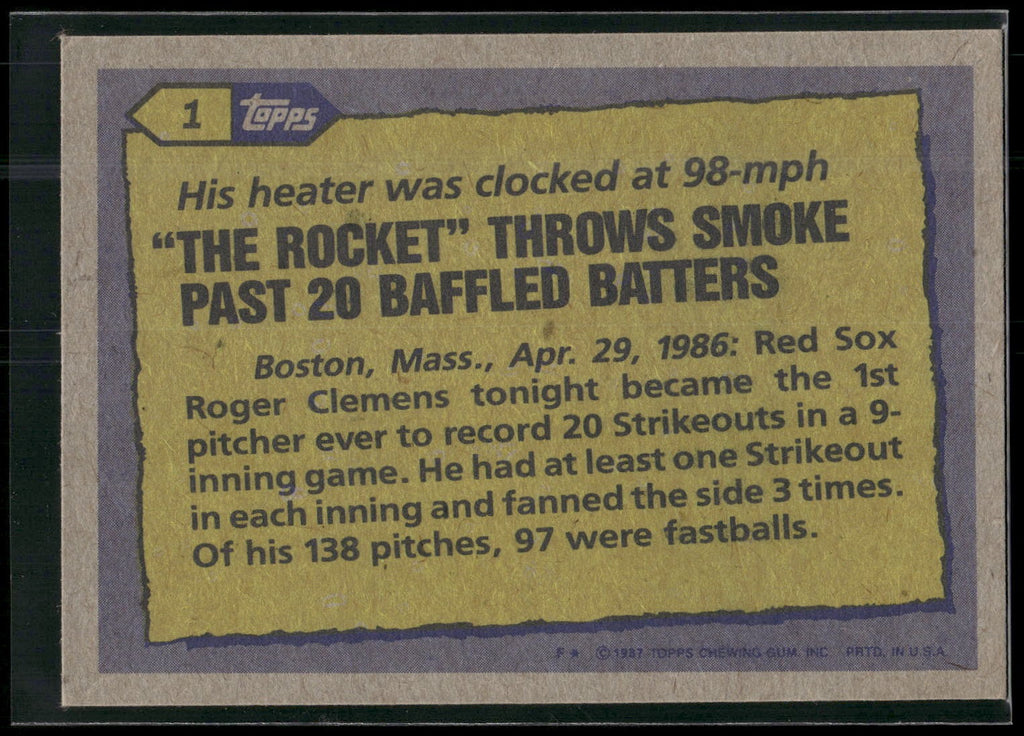 1987 Topps #1 Roger Clemens