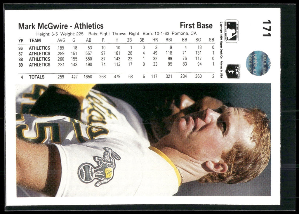 1990 Upper Deck #171b Mark McGwire