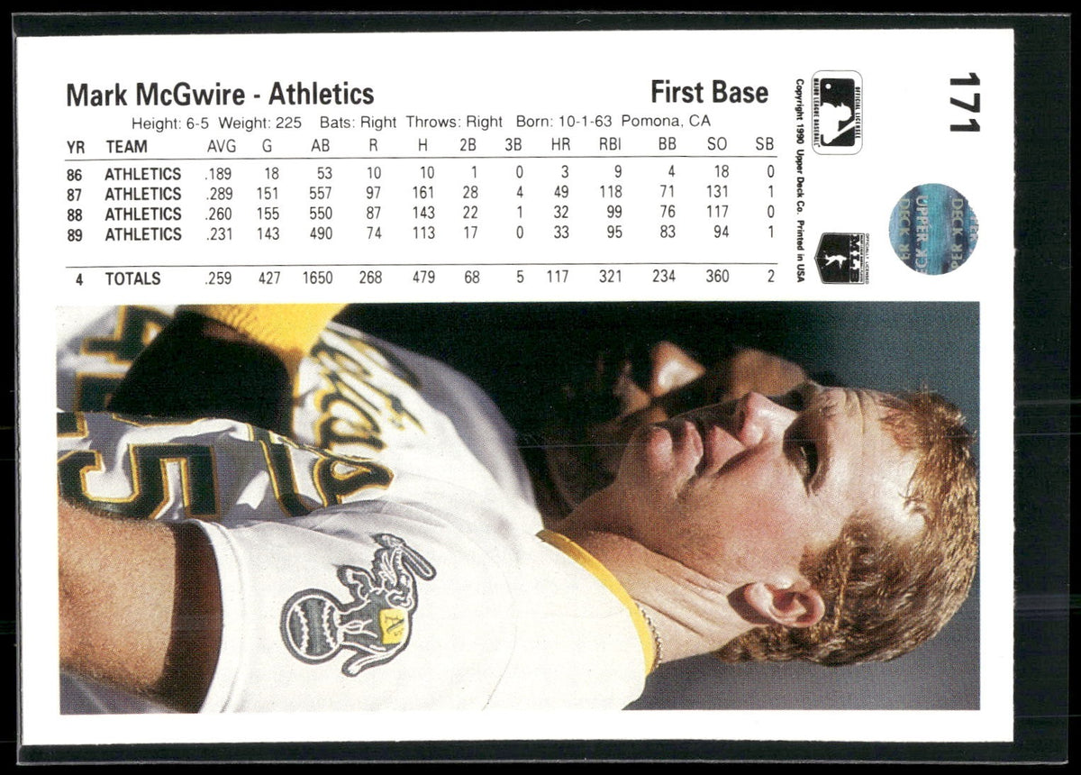 1990 Upper Deck #171b Mark McGwire
