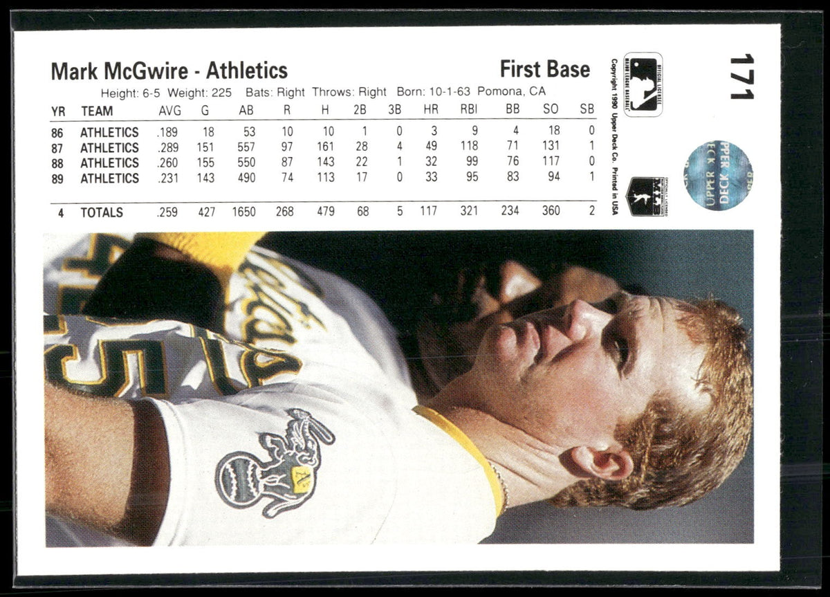 1990 Upper Deck #171b Mark McGwire