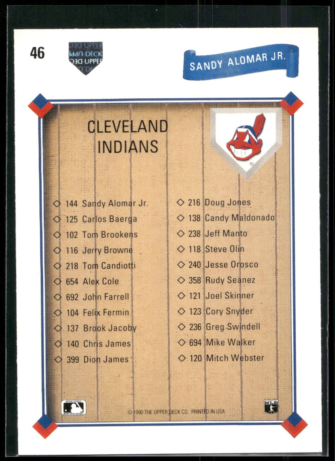 1991 Upper Deck #46b Sandy Alomar Jr.