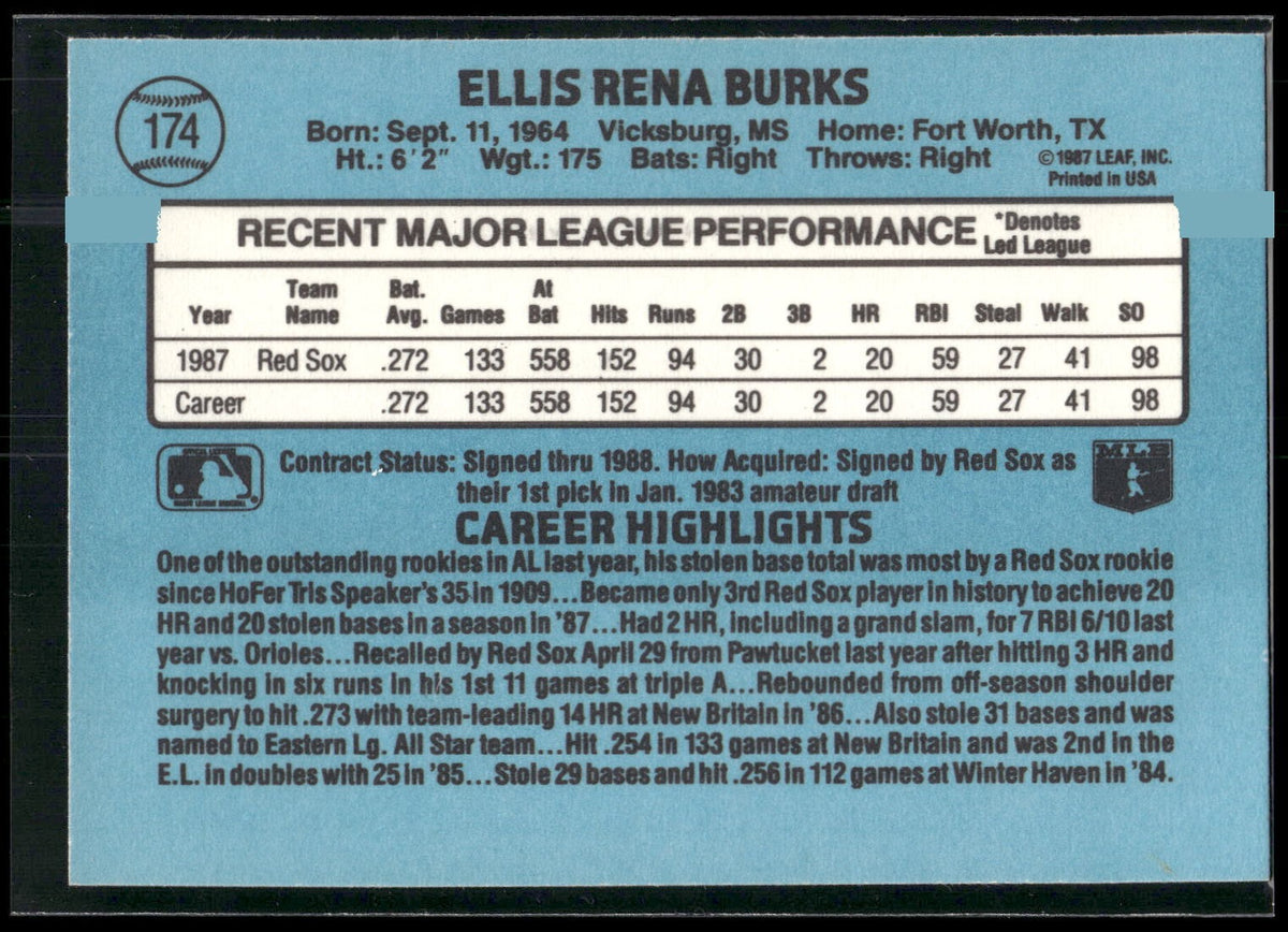 1988 Donruss #174 Ellis Burks