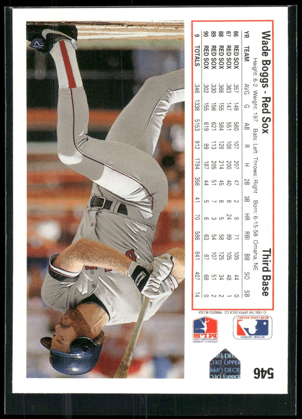 1991 Upper Deck #546b Wade Boggs