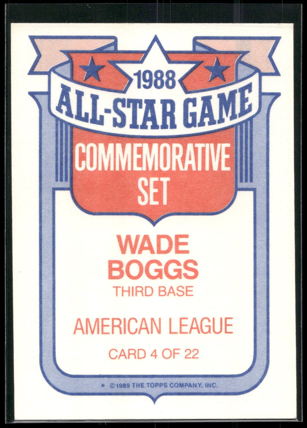 1989 Topps #4 Wade Boggs Glossy All-Stars