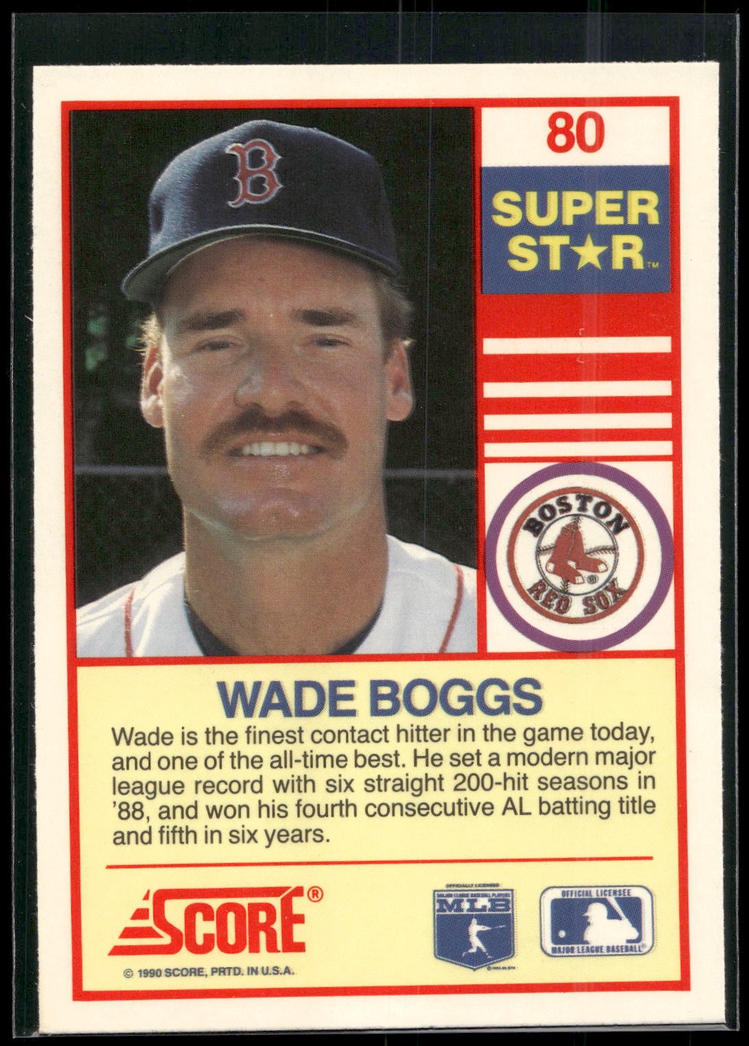 1990 Score 100 Superstars #80 Wade Boggs