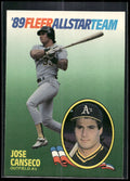 1989 Fleer #2 Jose Canseco '89 Fleer All-Star Team