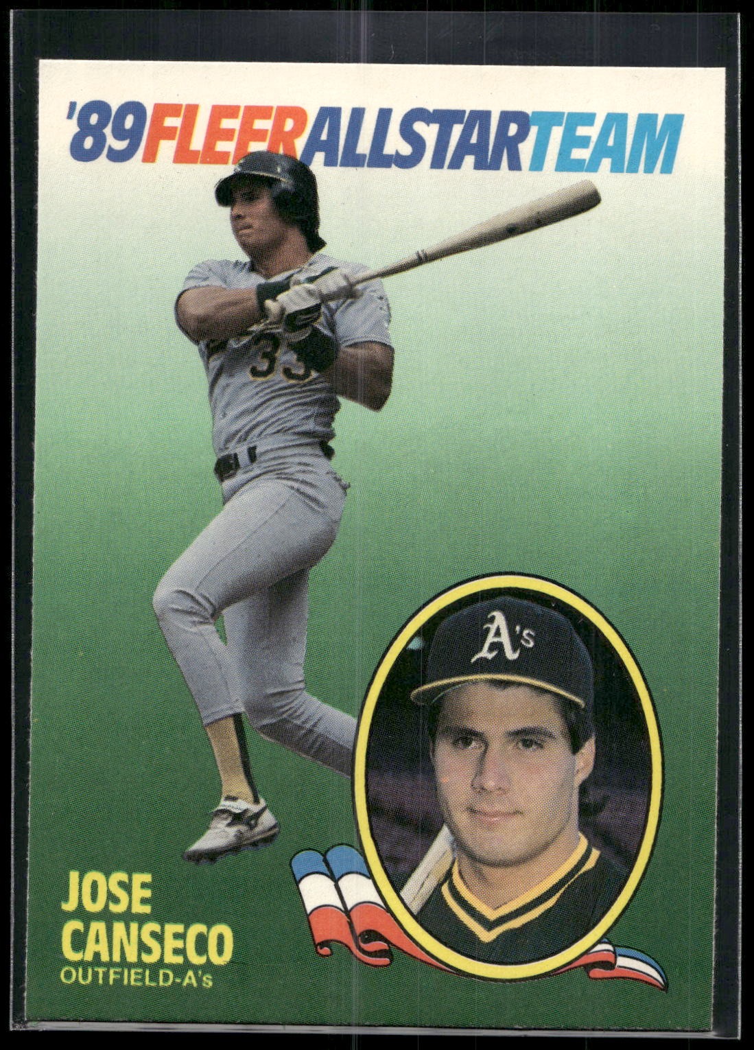 1989 Fleer #2 Jose Canseco '89 Fleer All-Star Team