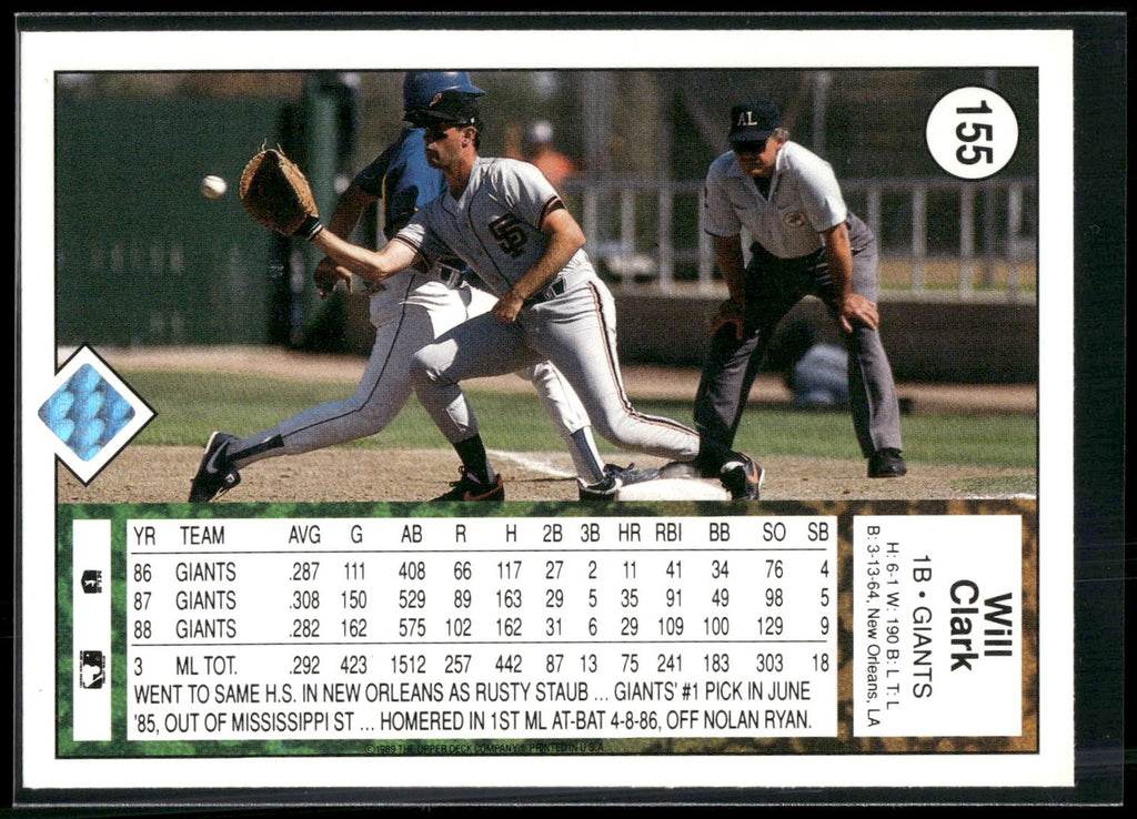 1989 Upper Deck #155 Will Clark