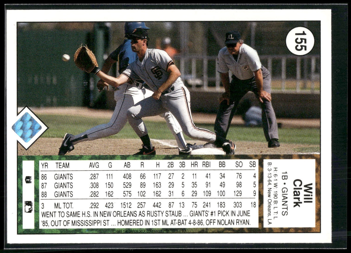 1989 Upper Deck #155 Will Clark