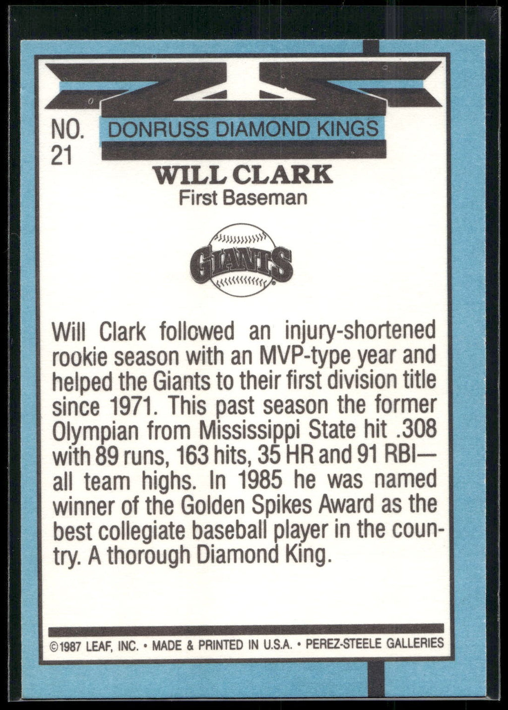 1988 Leaf #21 Will Clark