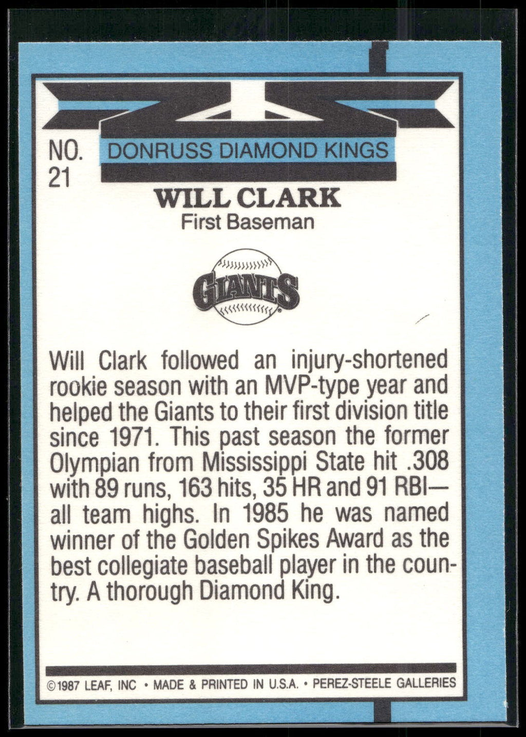 1988 Leaf #21 Will Clark