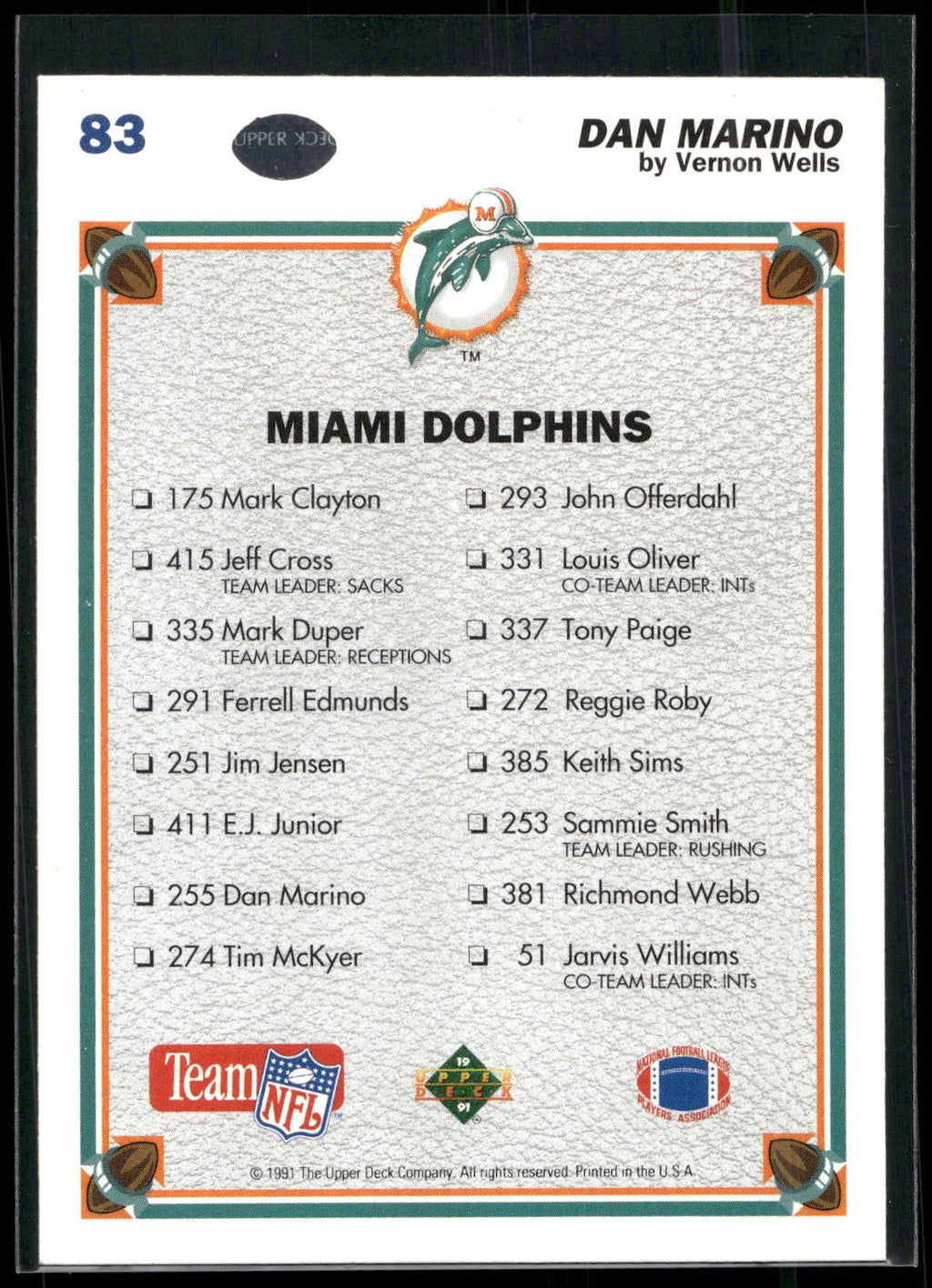 1991 Upper Deck #83c Dan Marino