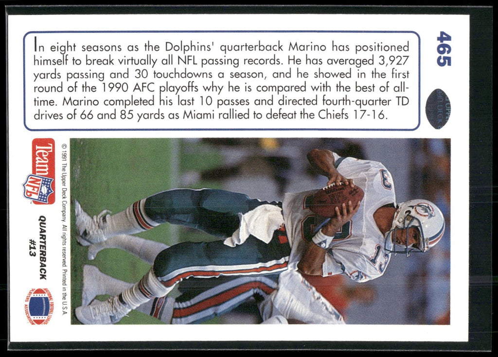 1991 Upper Deck #465b Dan Marino