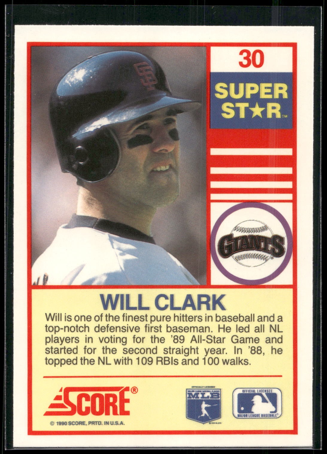 1990 Score 100 Superstars #30 Will Clark