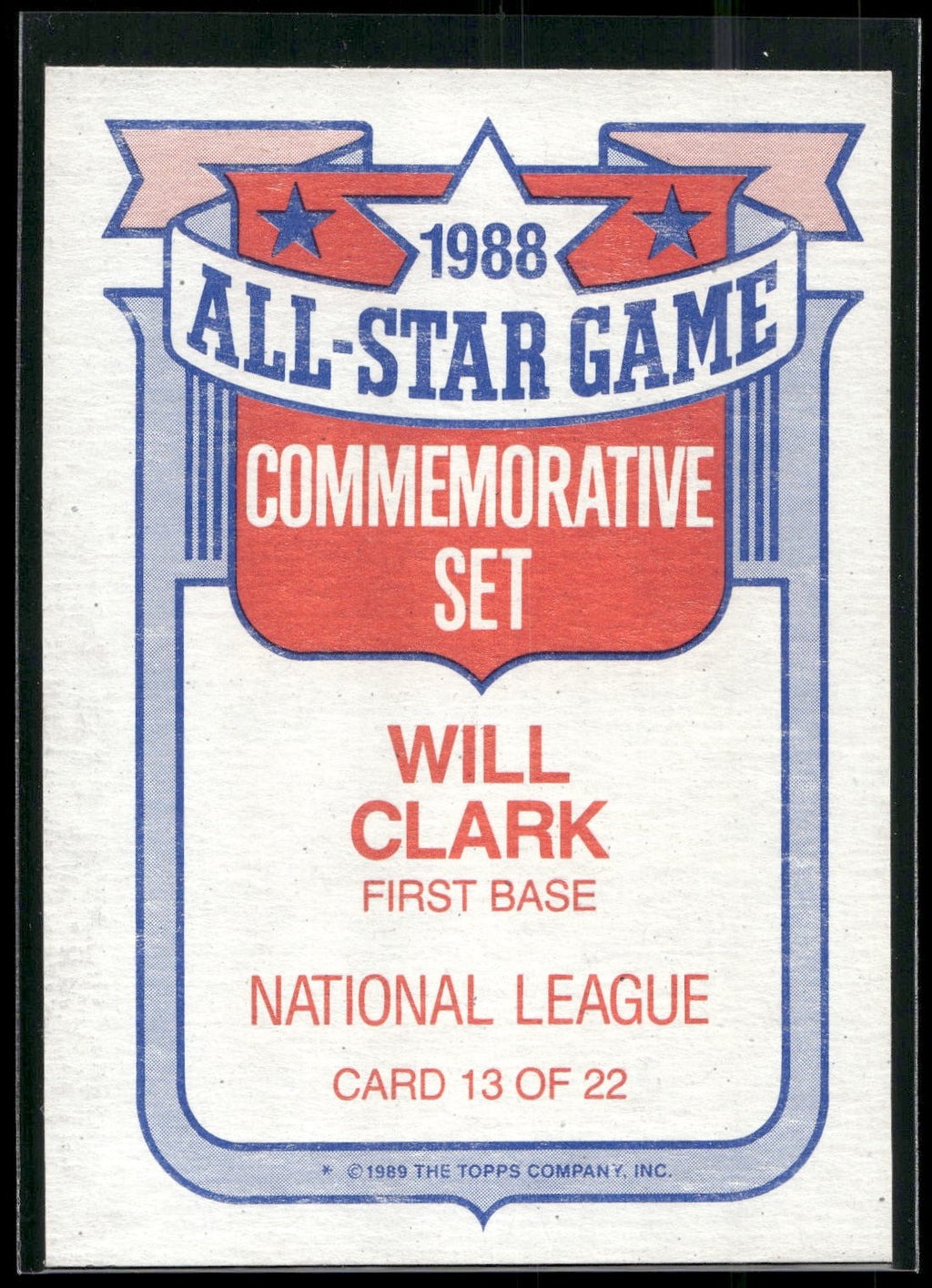 1989 Topps #13 Will Clark Glossy All-Stars