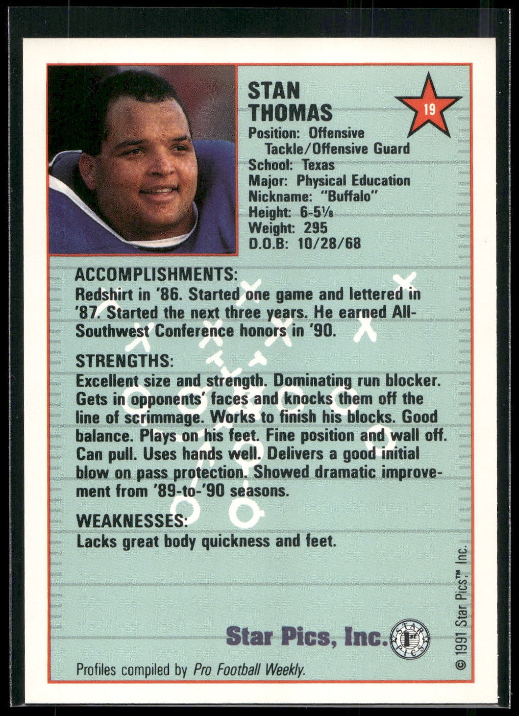 1991 Star Pics #19 Stan Thomas
