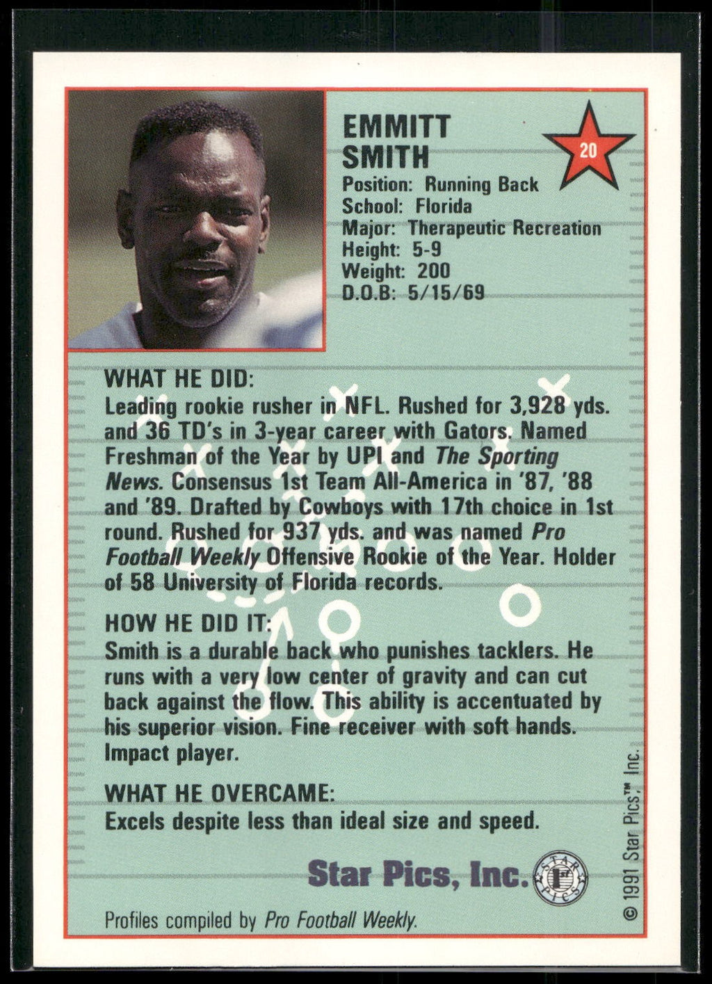 1991 Star Pics #20 Emmitt Smith