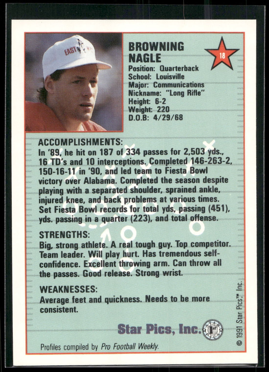 1991 Star Pics #18 Browning Nagle