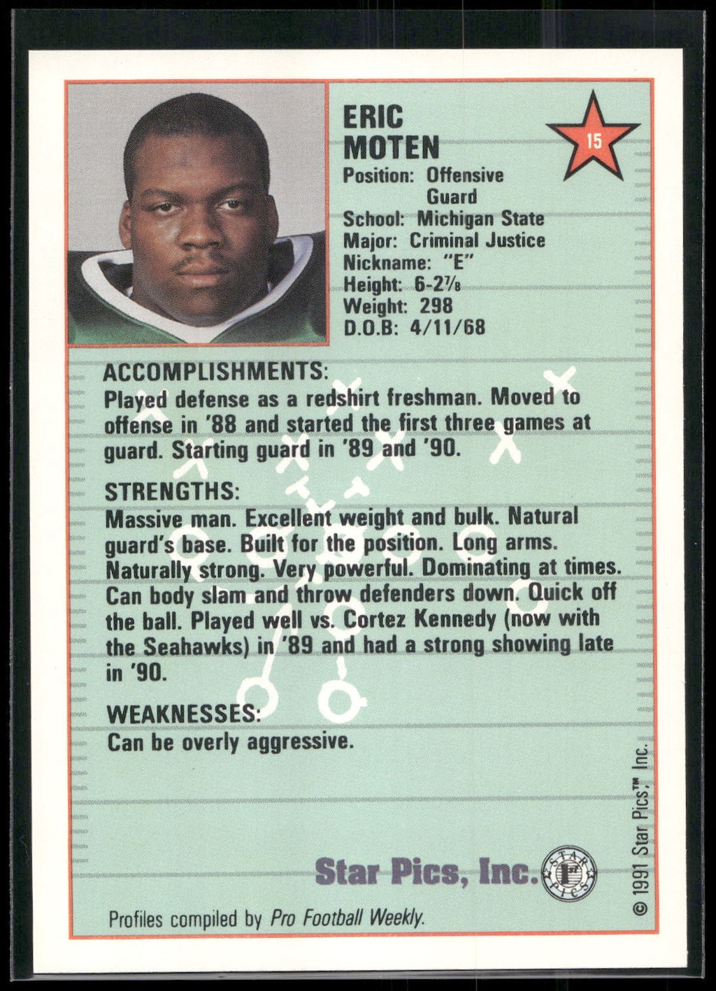 1991 Star Pics #15 Eric Moten