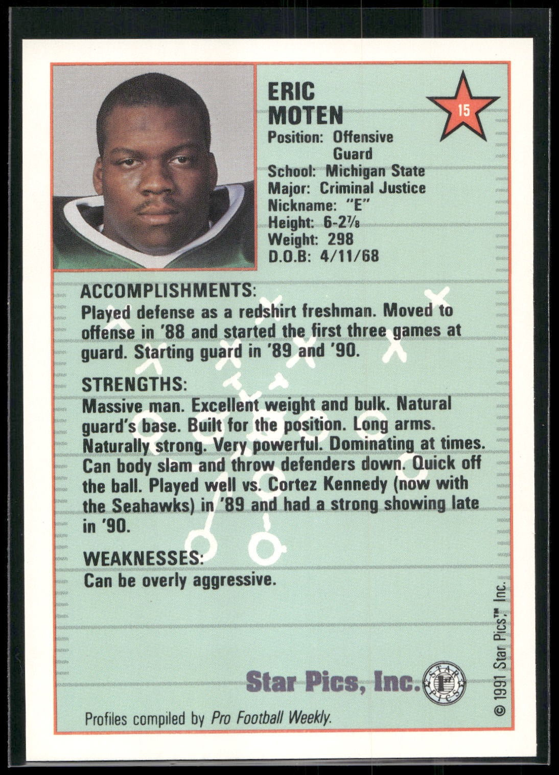 1991 Star Pics #15 Eric Moten