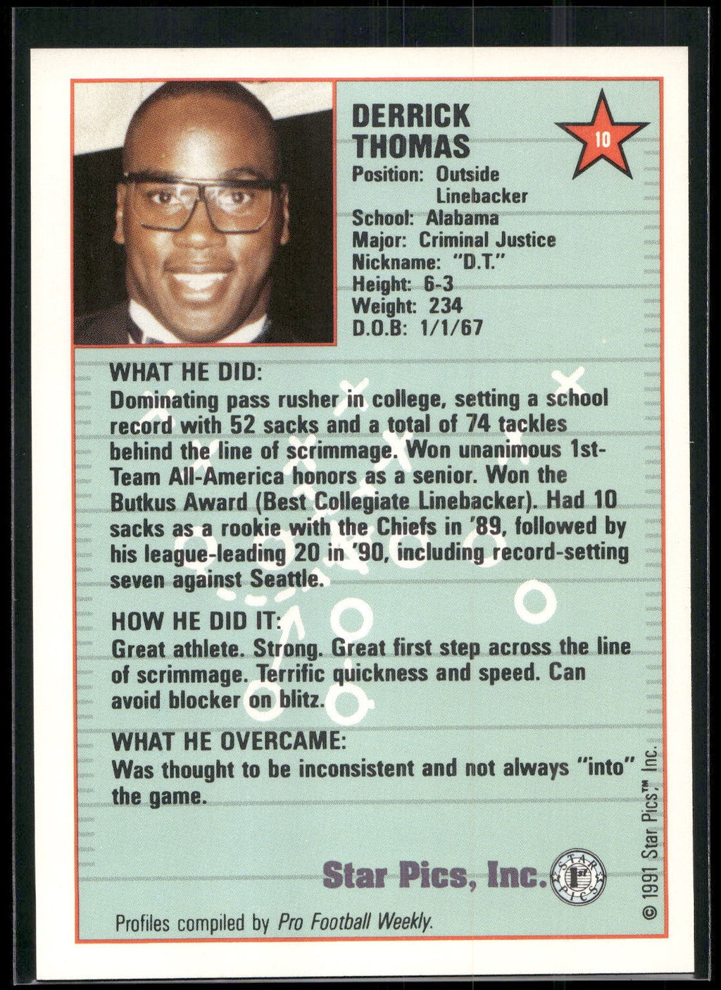 1991 Star Pics #10 Derrick Thomas