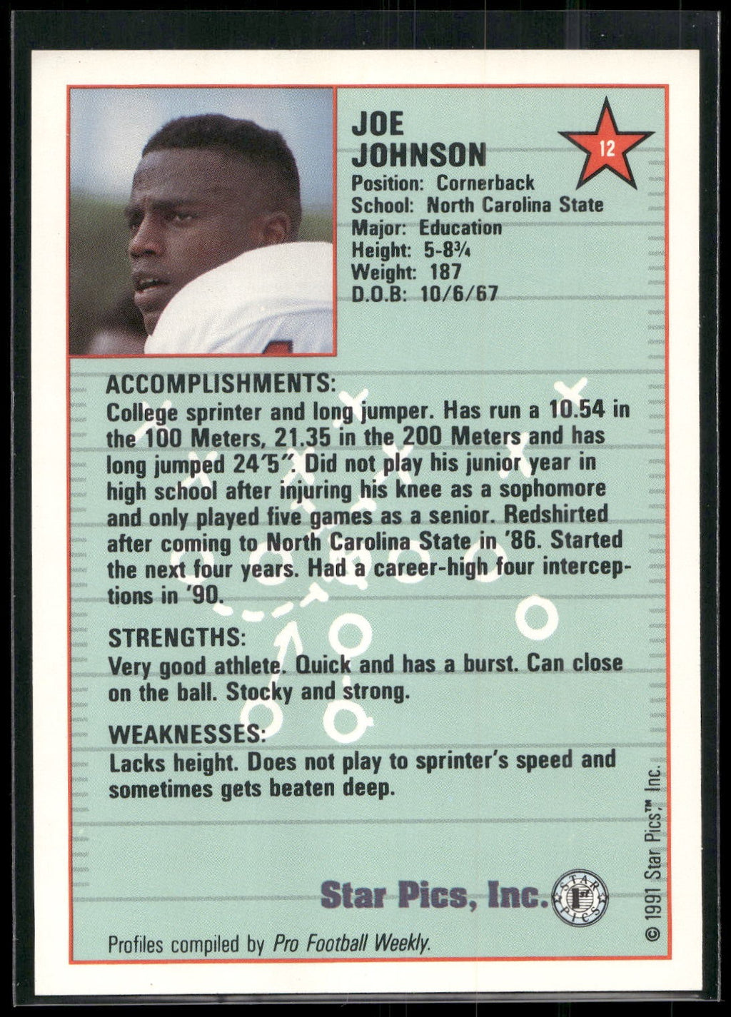 1991 Star Pics #12 Joe Johnson