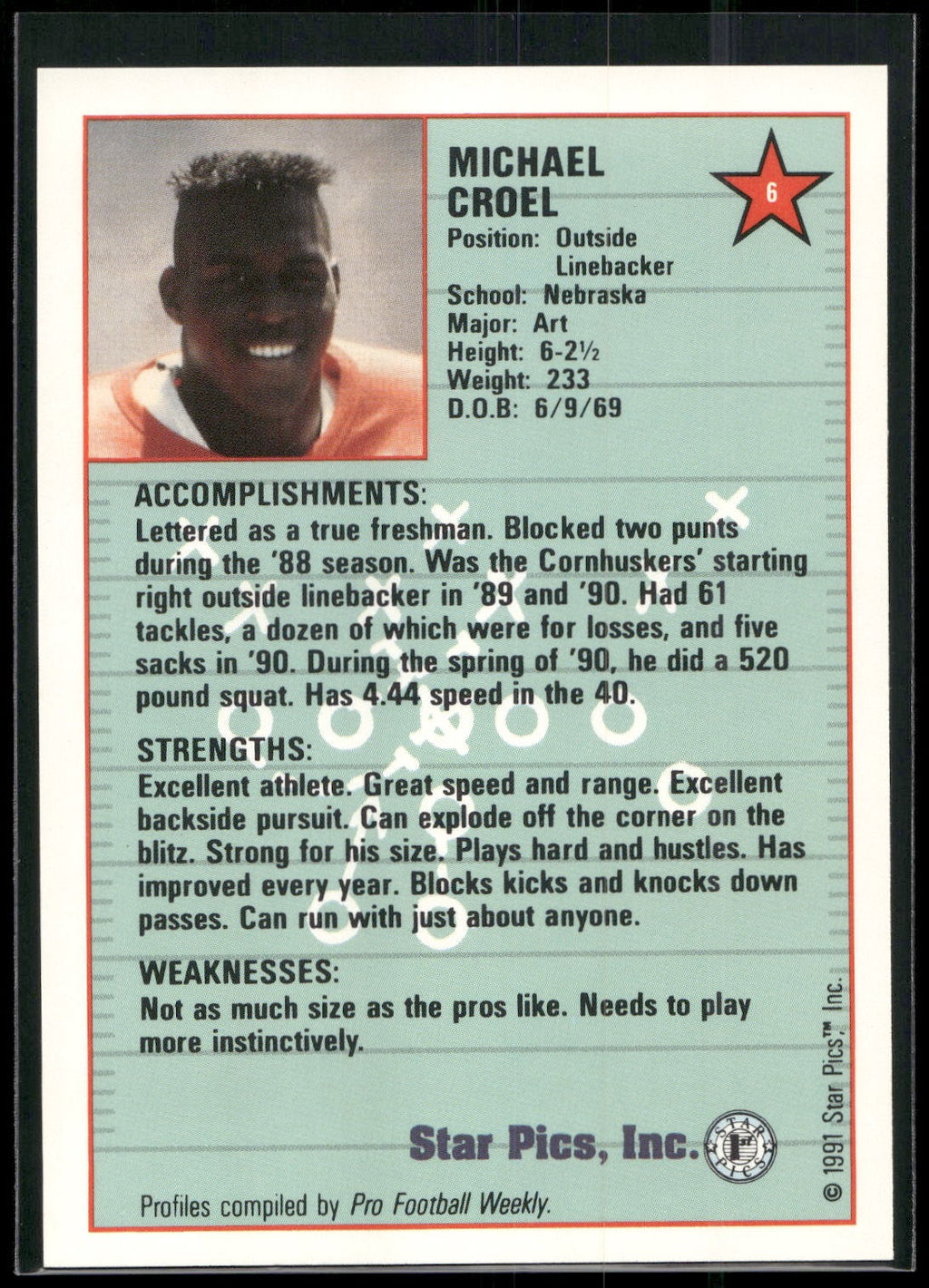 1991 Star Pics #6 Mike Croel