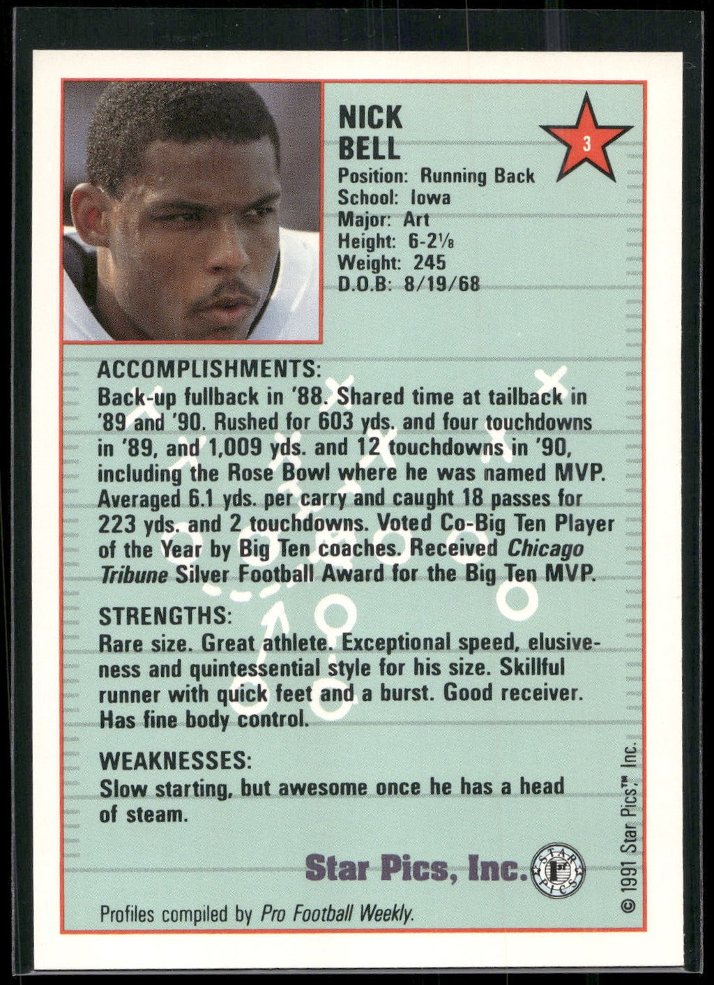 1991 Star Pics #3 Nick Bell