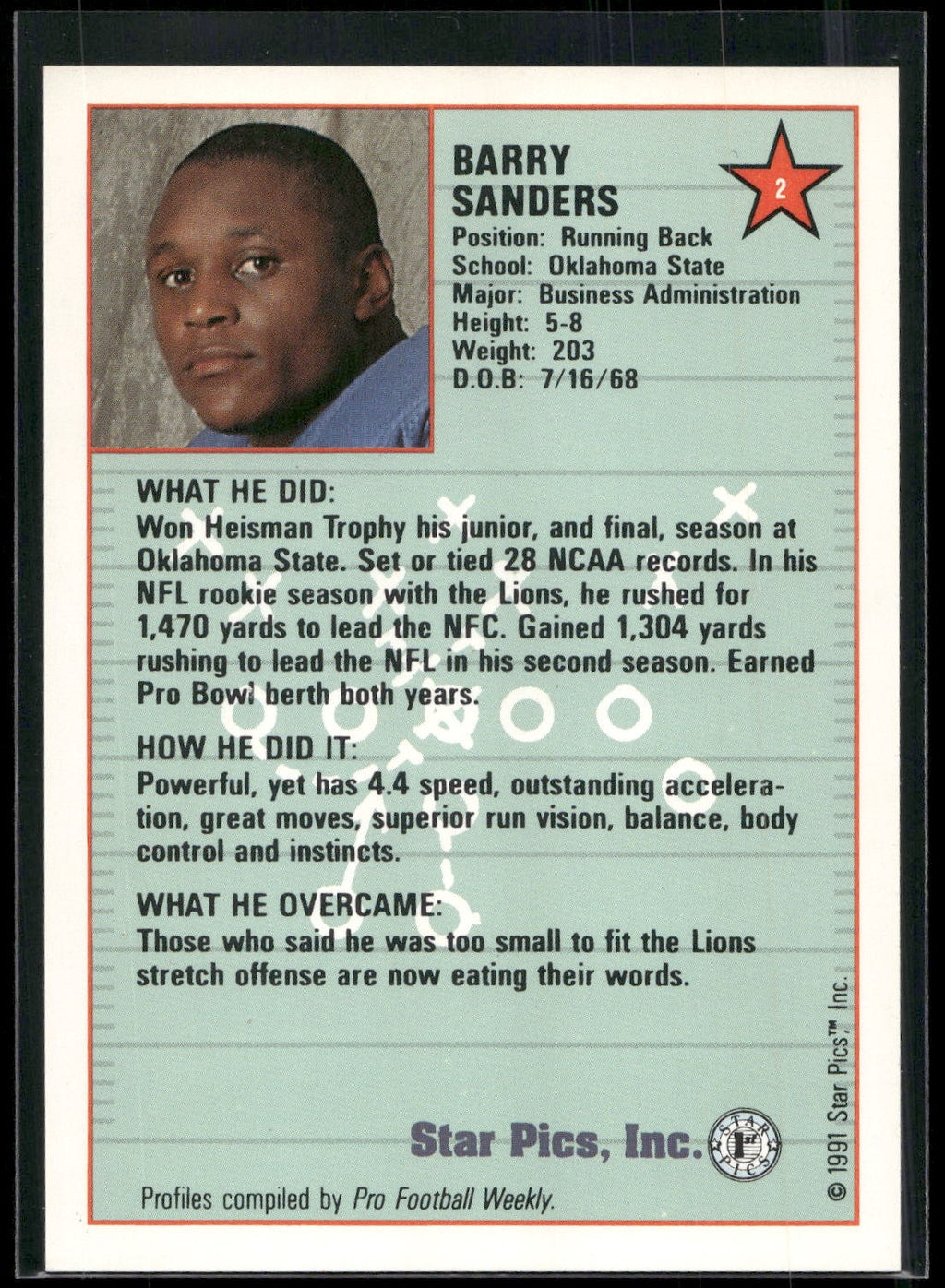 1991 Star Pics #2 Barry Sanders