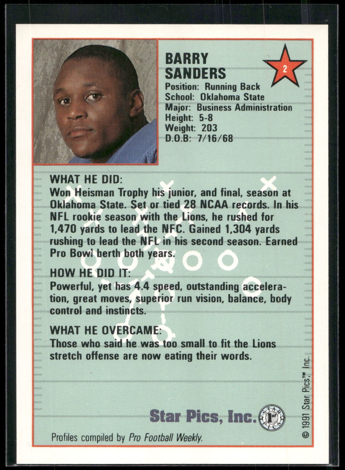 1991 Star Pics #2 Barry Sanders