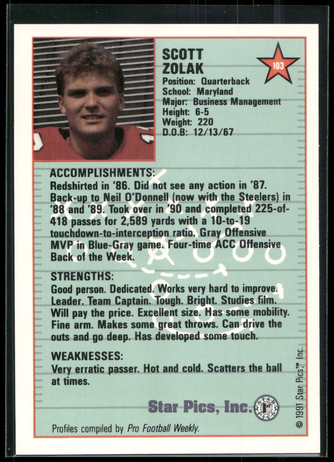 1991 Star Pics #103 Scott Zolak
