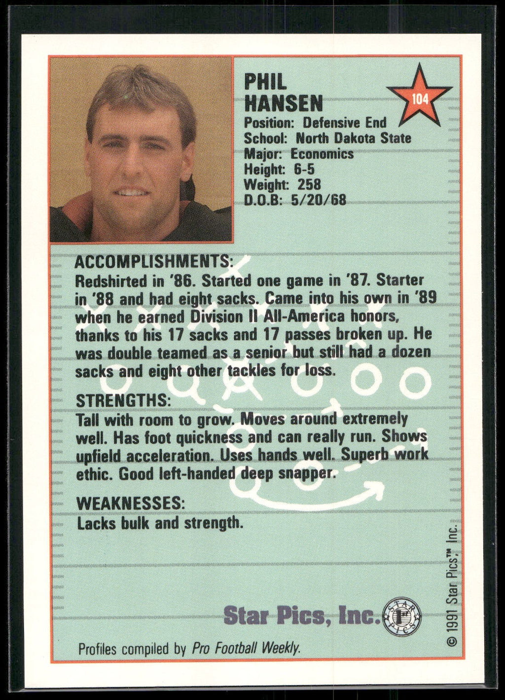 1991 Star Pics #104 Phil Hansen