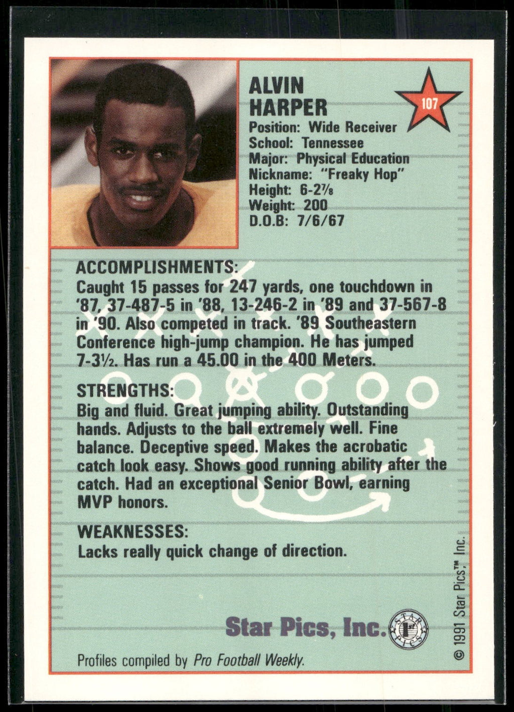 1991 Star Pics #107 Alvin Harper
