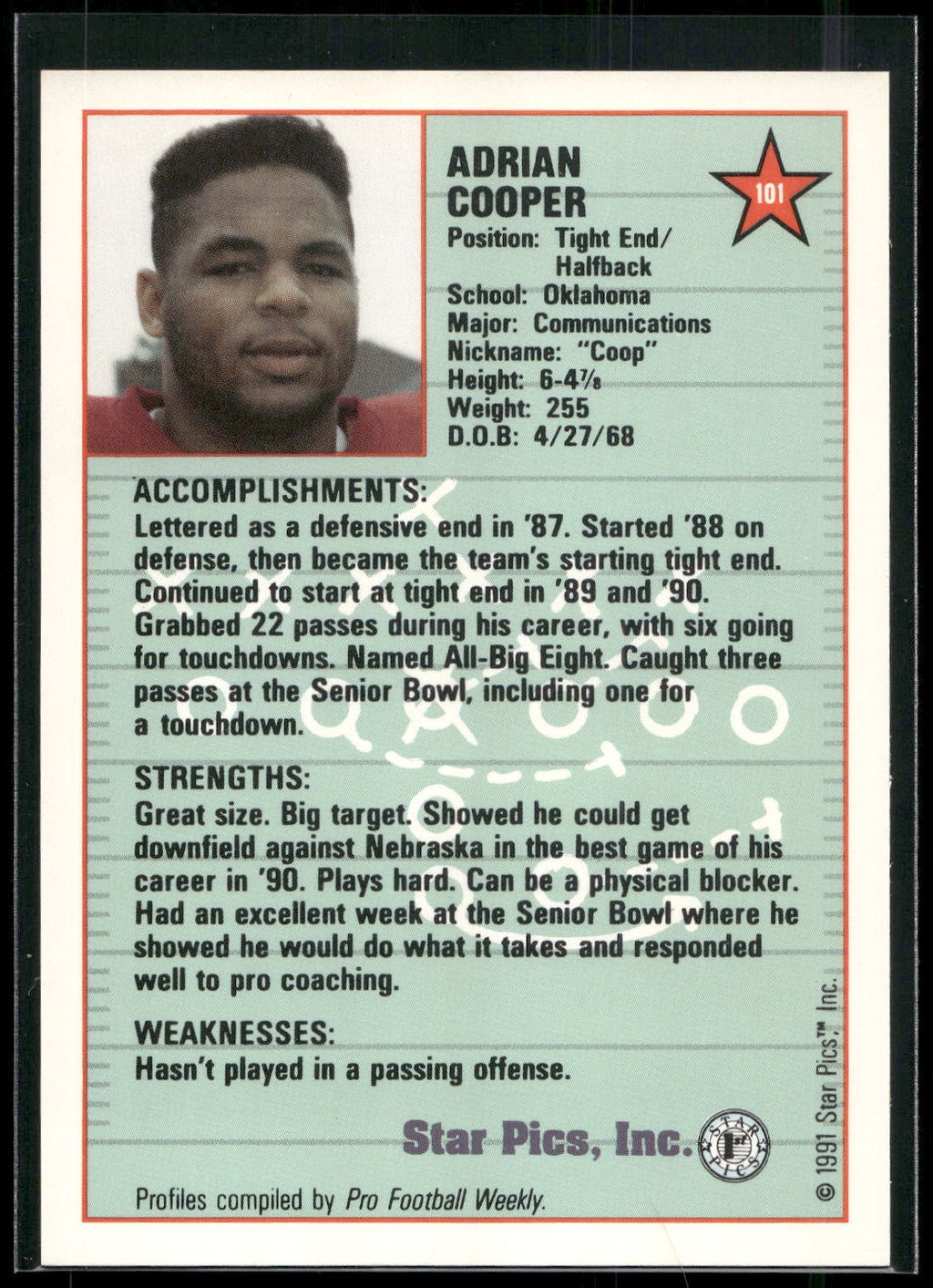 1991 Star Pics #101 Adrian Cooper